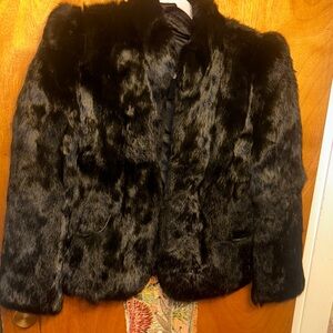Vintage Luxurious Black 100% rabbit Fur Jacket